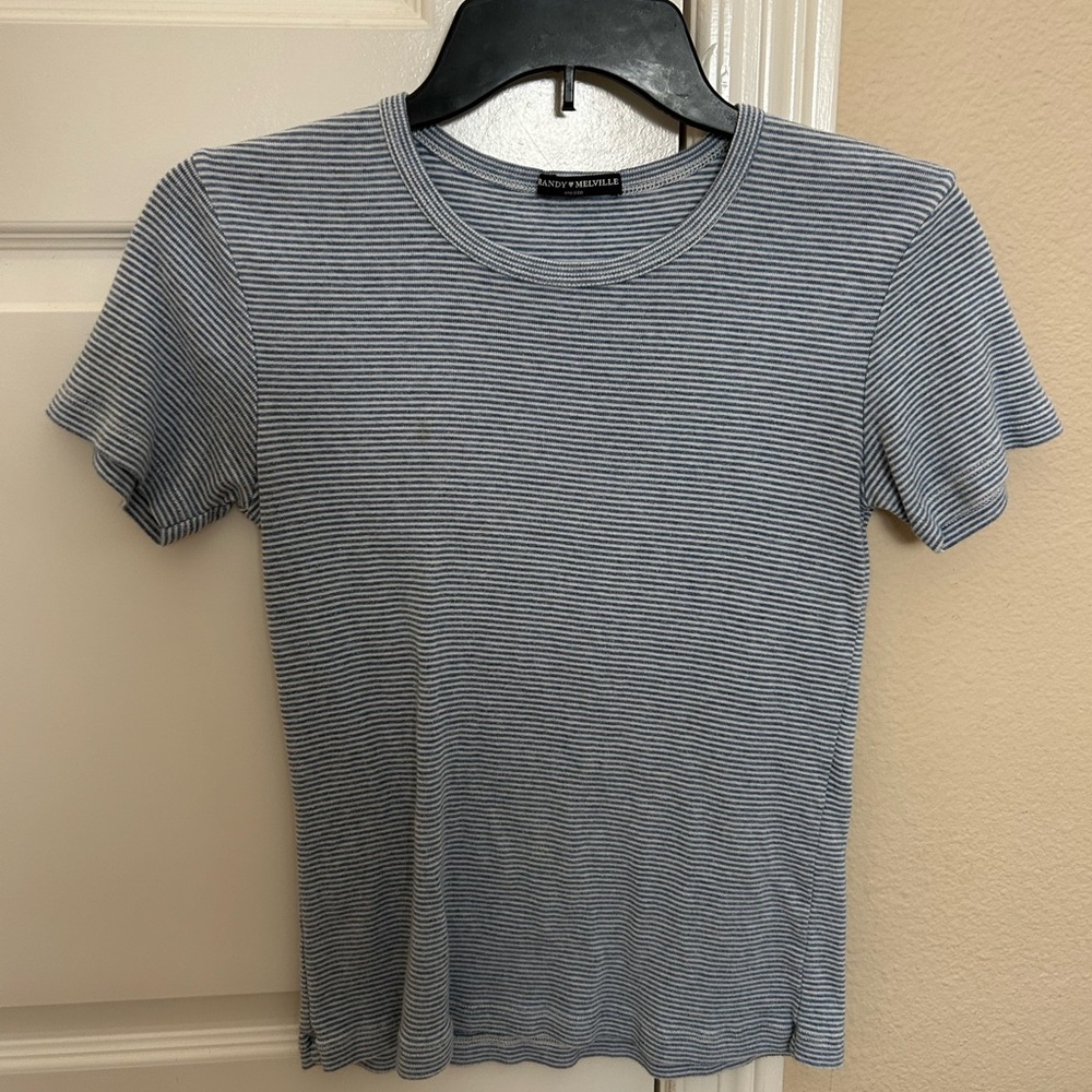 Brandy Melville Rare Blue And White Stripe T-Shirt